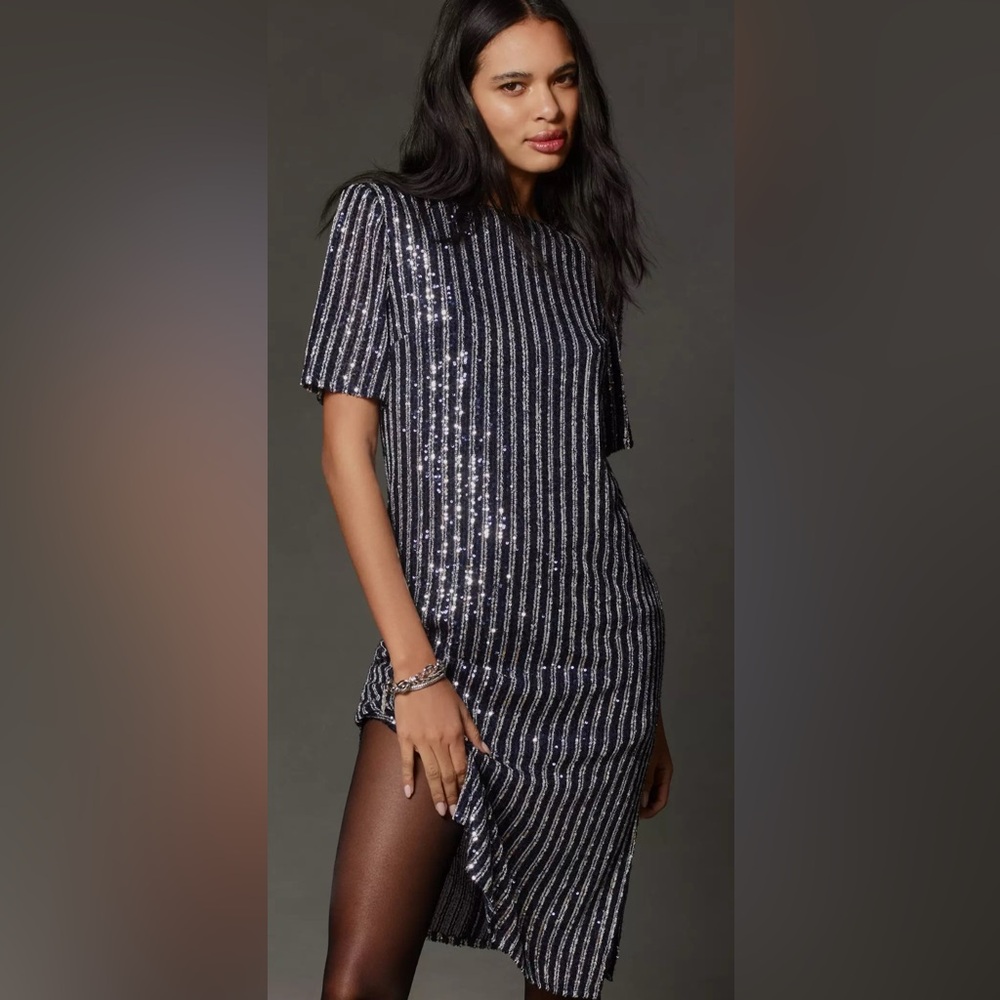 Sparkling Striped Sequin Dress